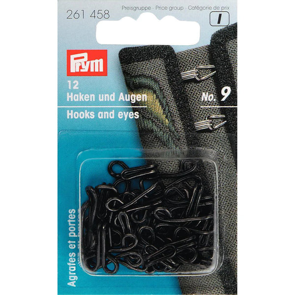 Prym Hooks & Eyes: Durable Mild Steel Fasteners for Jerkins in Black No.9 - 261458