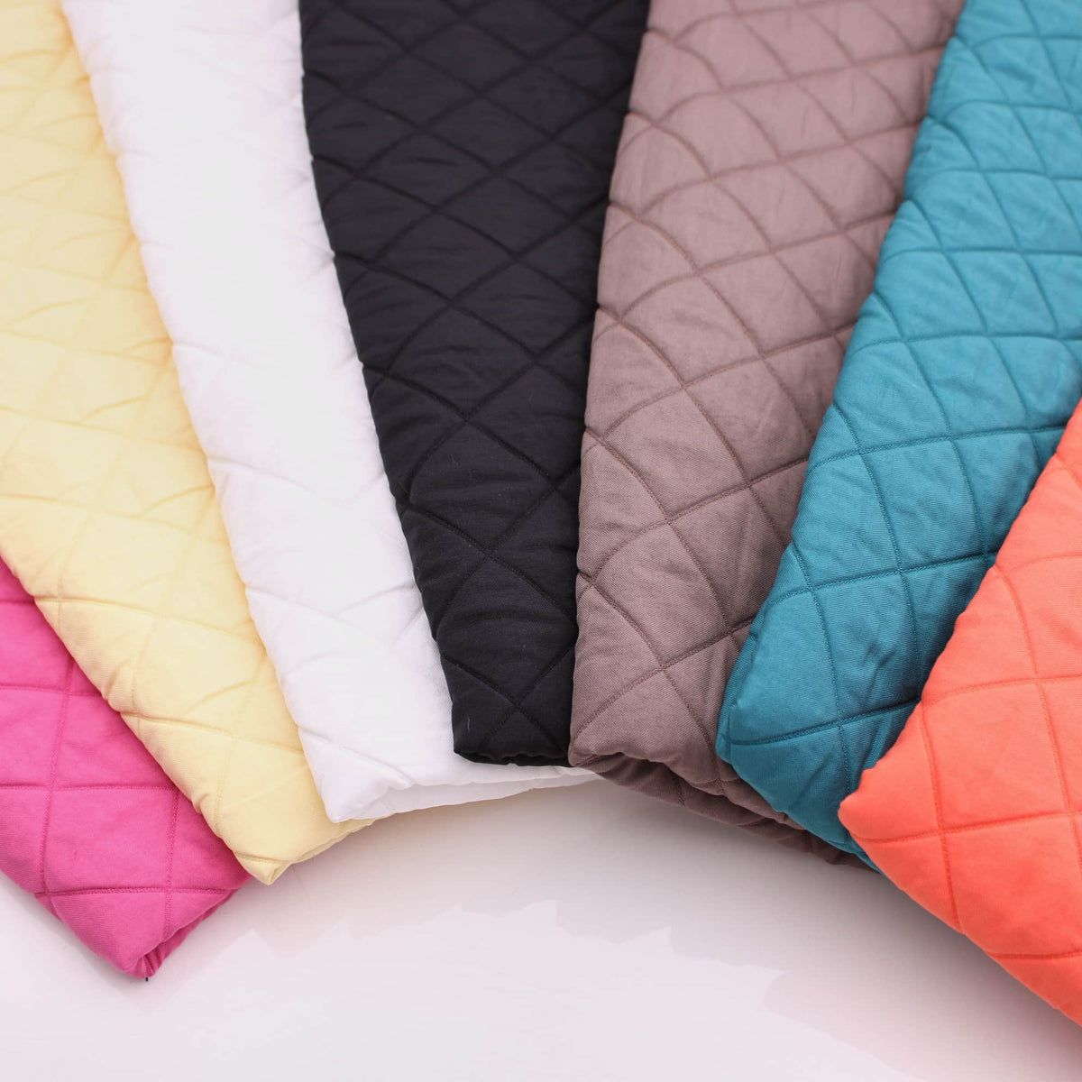 Coloured Diamond Stitched Quilted Stepped Coating Fabric - Mocha