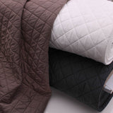 Coloured Diamond Stitched Quilted Stepped Coating Fabric - White