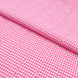 Reversible Gingham Cotton Jacquard Dressmaking Fabric - Pink Hearts