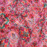 Reversible Quilted Cotton Voile Stepped Jacketing Fabric - Pink Patchwork
