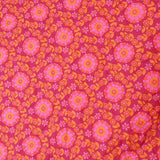 Reversible Quilted Cotton Voile Stepped Jacketing Fabric  - Pink & Orange Flowers