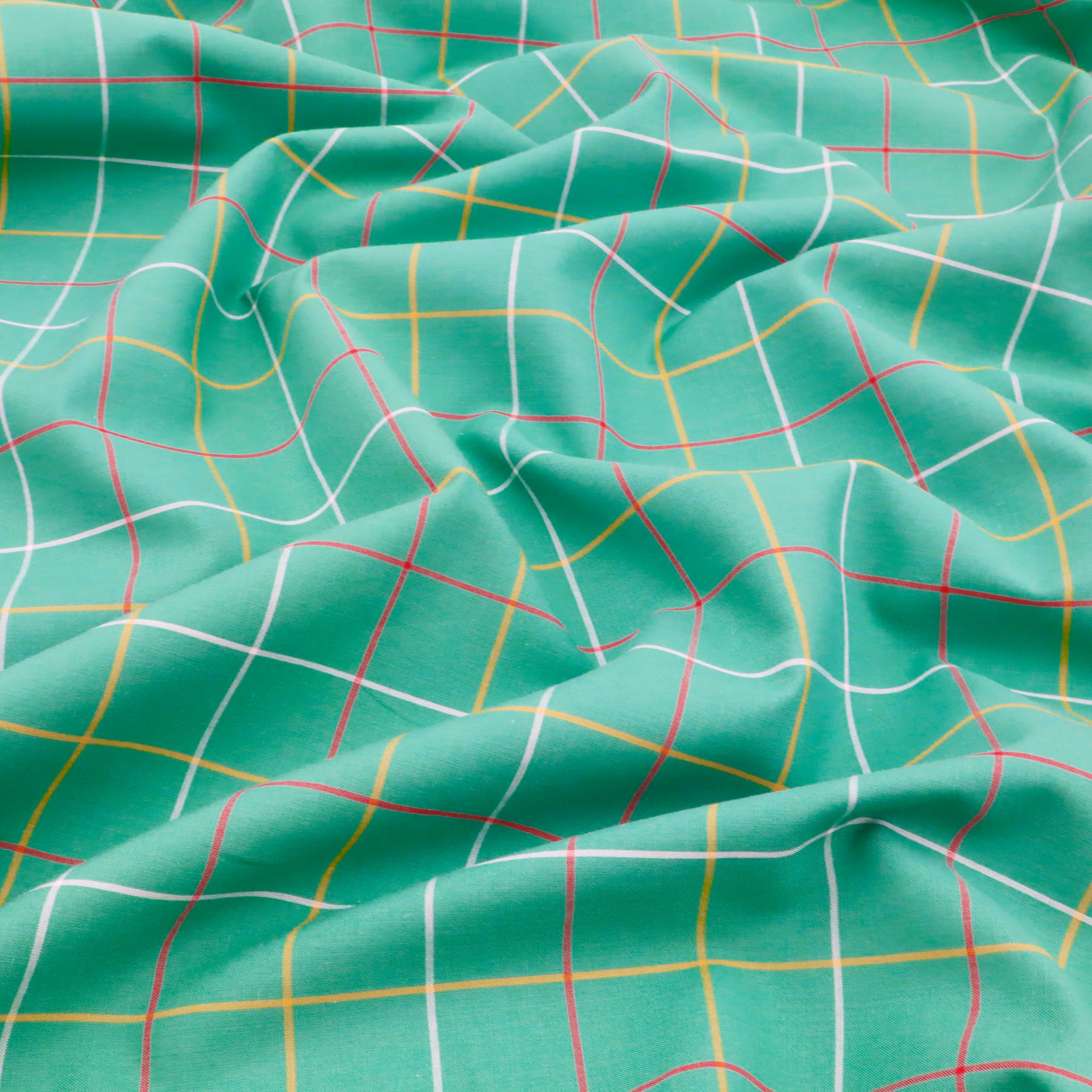 Rustic Checked Cotton Dressmaking Fabric - Green – Lullabee Fabrics