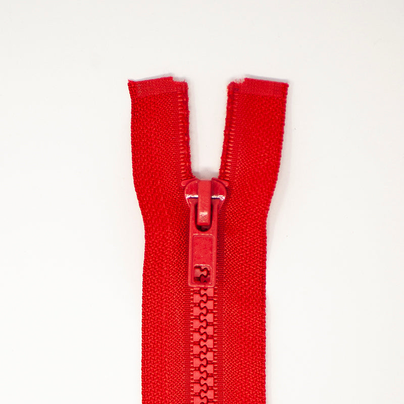 Delrin Chunky 30 Inch (75cm) Nylon Zipper Heavy-Duty Moulded Plastic Open-End Zip for Bags and Coats - Red