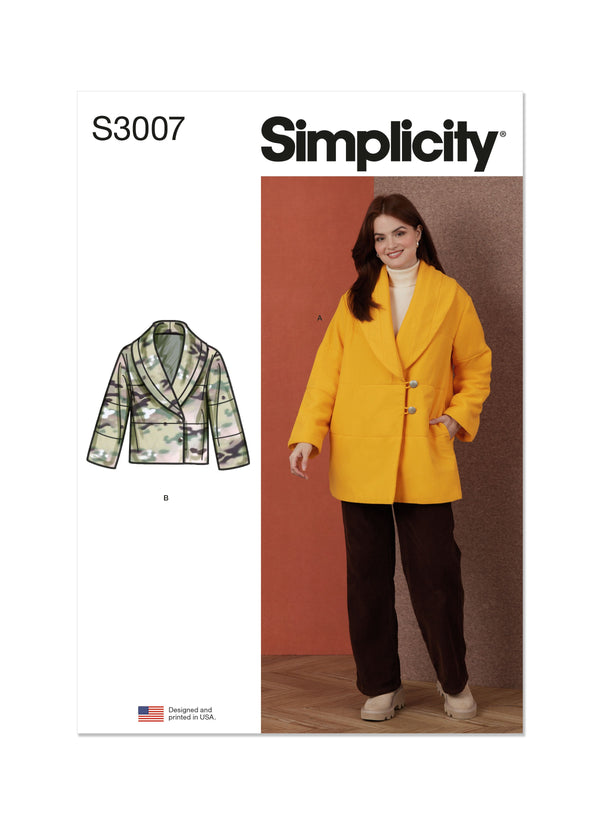 Simplicity Misses Coat and Jacket Sewing Pattern S3007A
