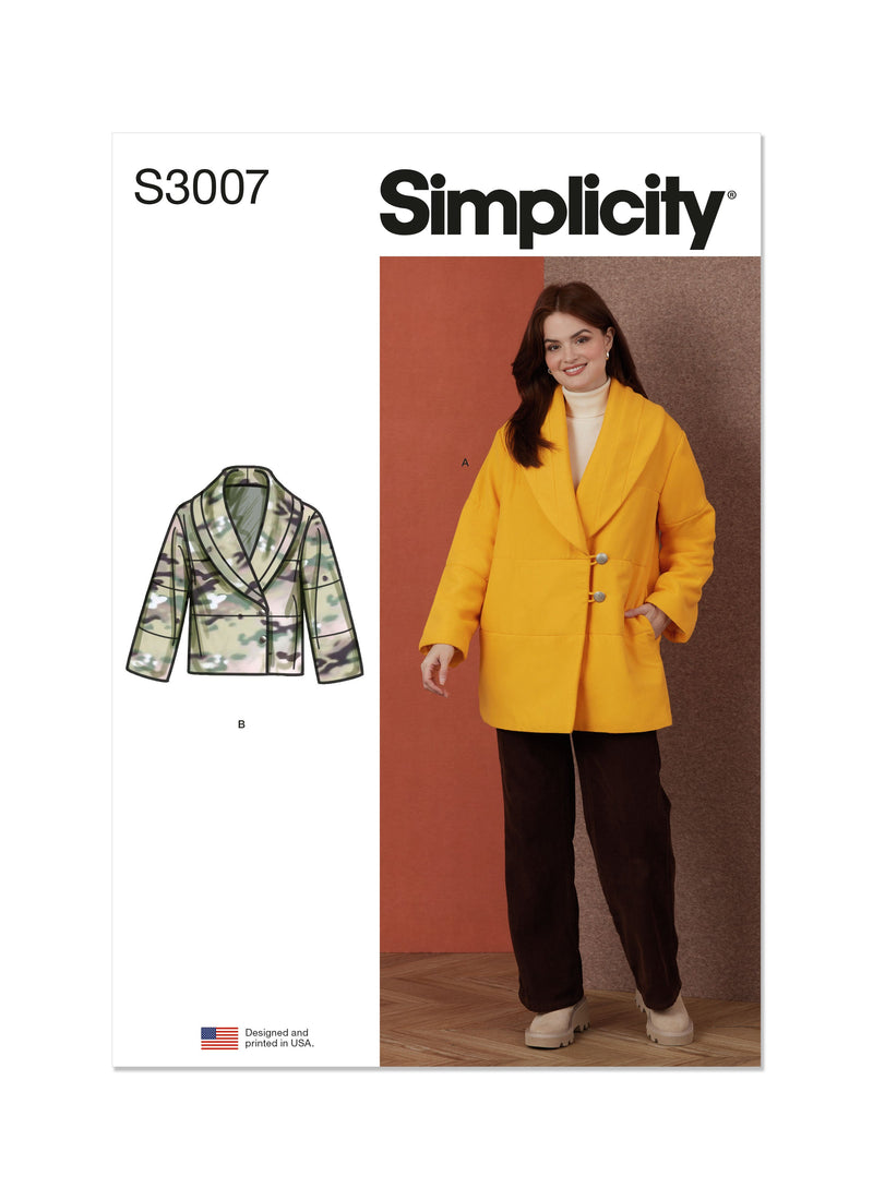 Simplicity Misses Coat and Jacket Sewing Pattern S3007A