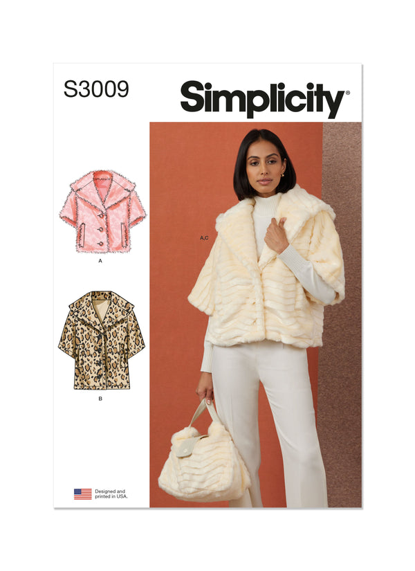 Simplicity Misses Jacket & Bag Sewing Pattern in Two Lengths S3009