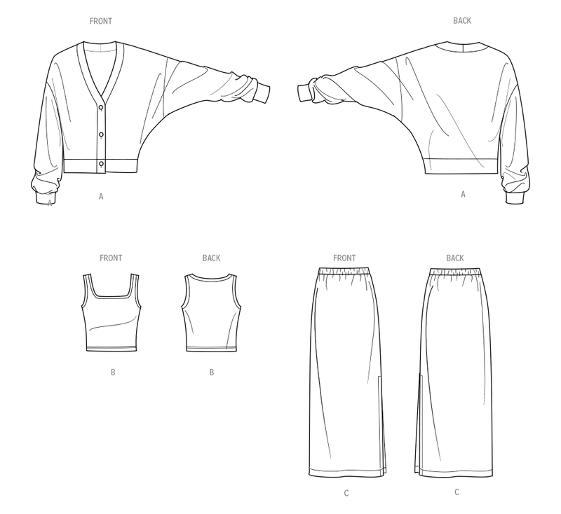 Simplicity Misses Knit Cardigan, Tank Top & Skirt Sewing Pattern S3010