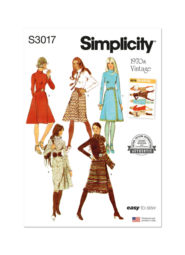 Simplicity Misses Dress with Front-Wrap Skirt and Scarf Pattern S3017