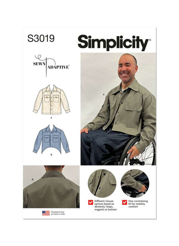 Simplicity Unisex Adaptive Shacket Sewing Pattern S3019A