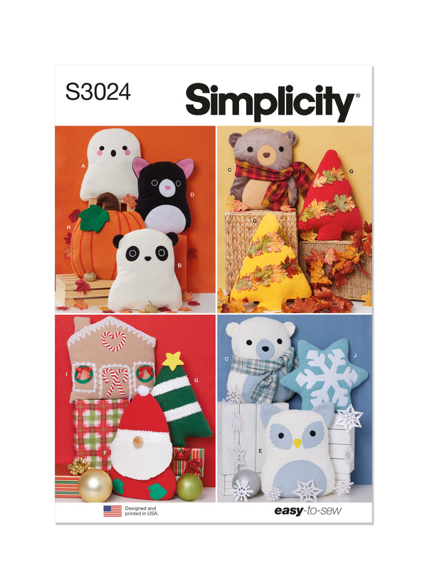 Simplicity Seasonal Throw Pillows Sewing Pattern Guide S3024OS