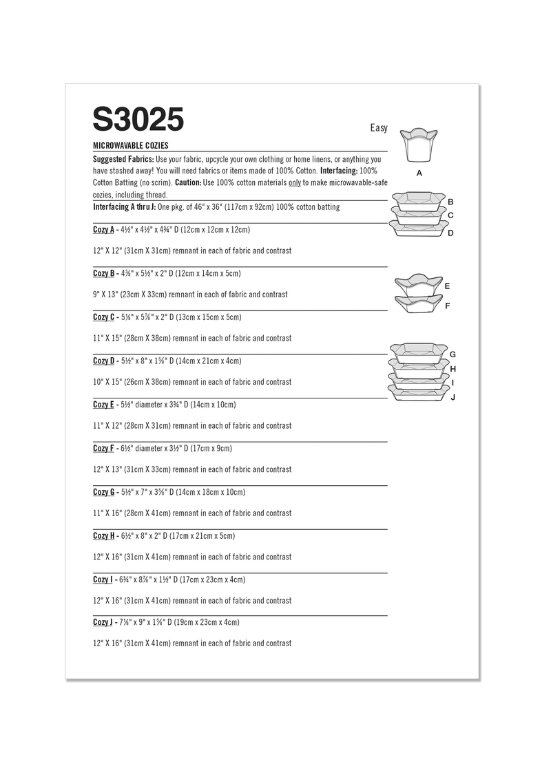 Simplicity Microwavable Cozies Sewing Pattern by Carla Reiss S3025OS