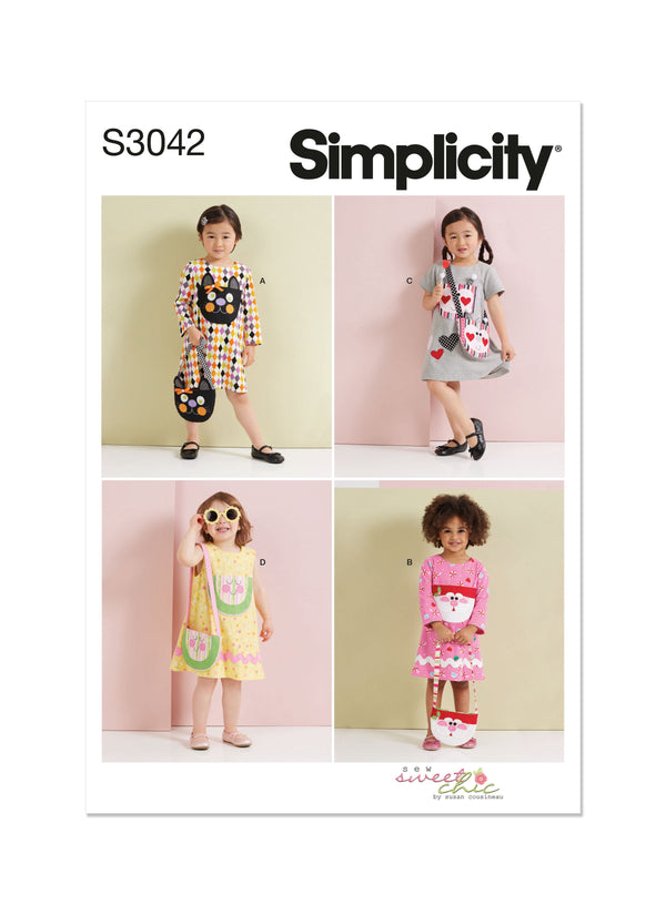 Simplicity Toddlers' Dress Sewing Pattern with Sleeve Variations S3042A