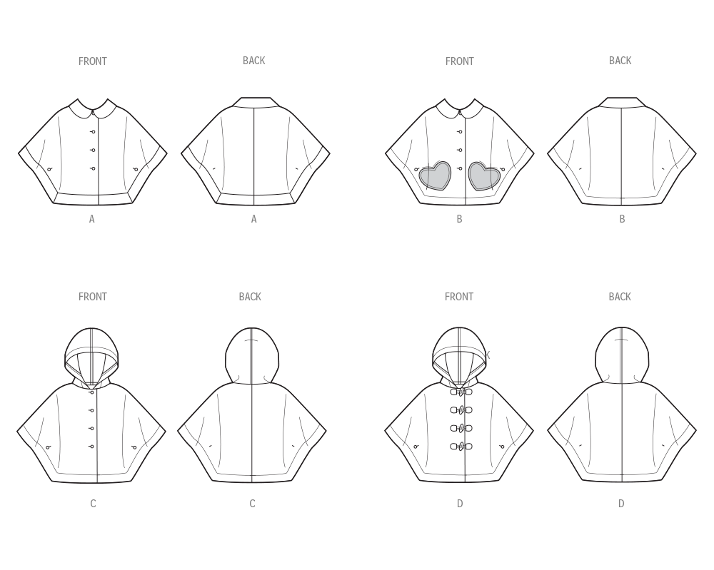 Simplicity Children's and Girl's Ponchos Sewing Pattern S3043