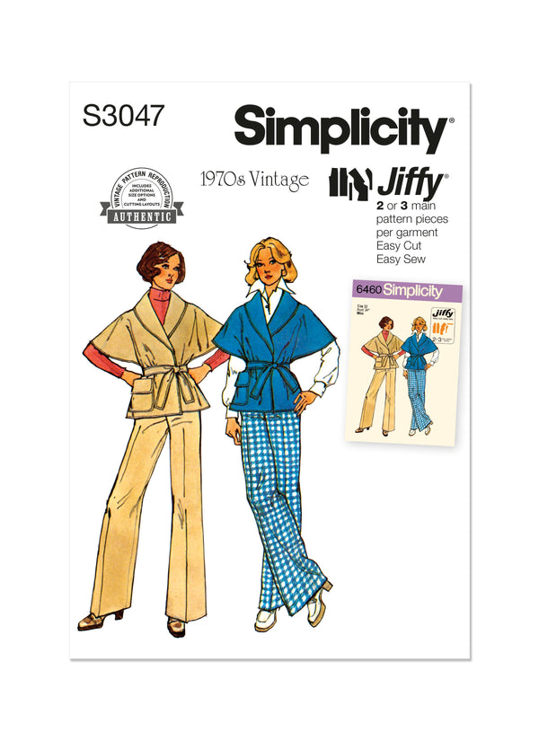 Simplicity Misses Pants and Jacket Sewing Pattern S3047