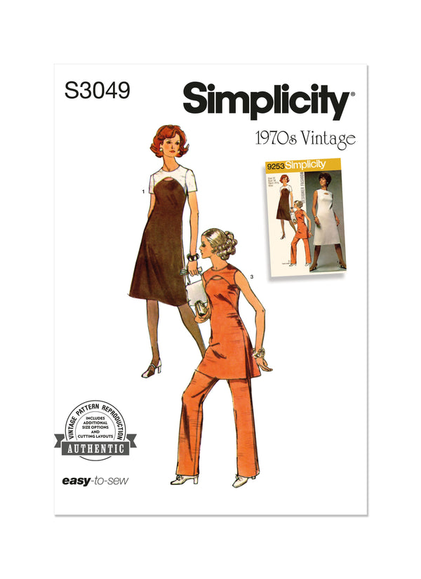 Simplicity Misses Dress, Tunic and Pants Sewing Pattern S3049
