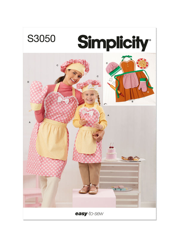 Simplicity: Children's & Misses Apron, Mitts & Hat Sewing Pattern S3050A