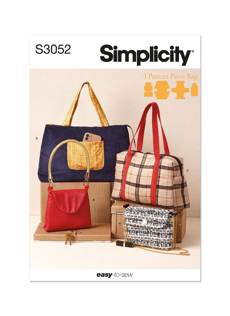 Simplicity Bags: Discover Stylish Sewing Patterns Today S3052OS