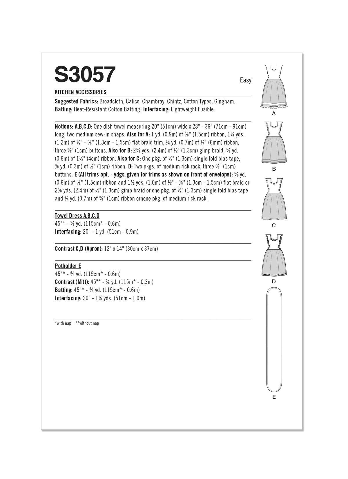 Simplicity Kitchen Accessories: Easy Sewing Patterns Guide S3057OS