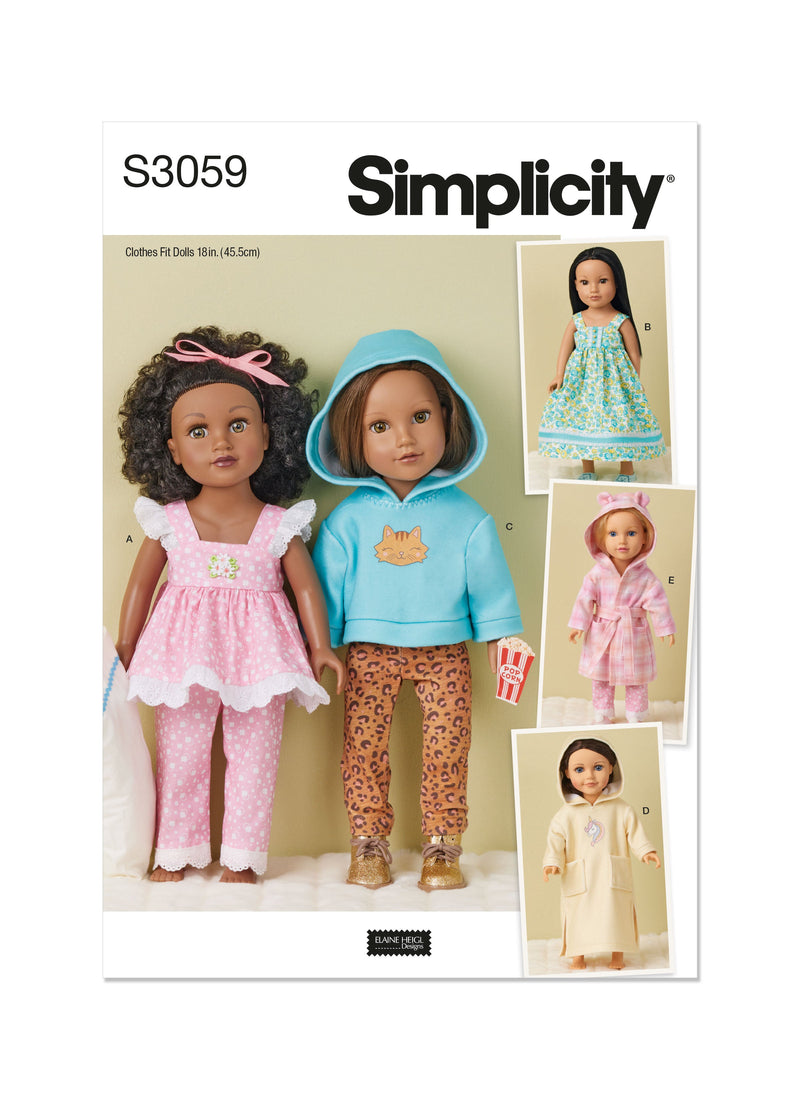 Simplicity 18" Doll Clothes Sewing Pattern by Elaine Heigl S3059OS