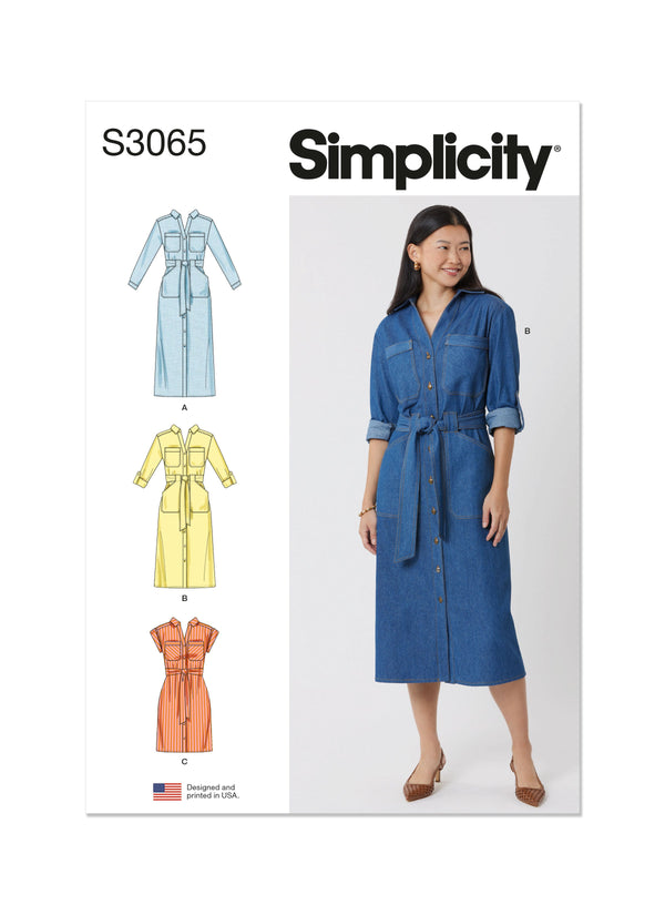Simplicity Misses & Women's Dresses with Tie Belt Sewing Pattern S3065
