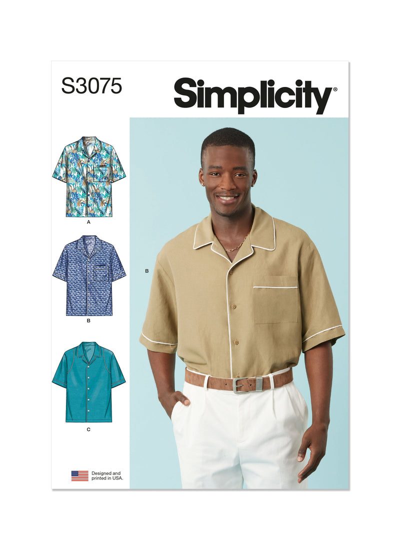 Simplicity Men's Shirts Sewing Pattern for Stylish Creations S3075A