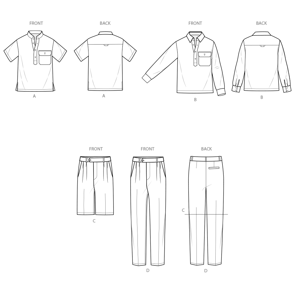 Simplicity Men's Tops, Shorts and Pants Sewing Pattern S3076