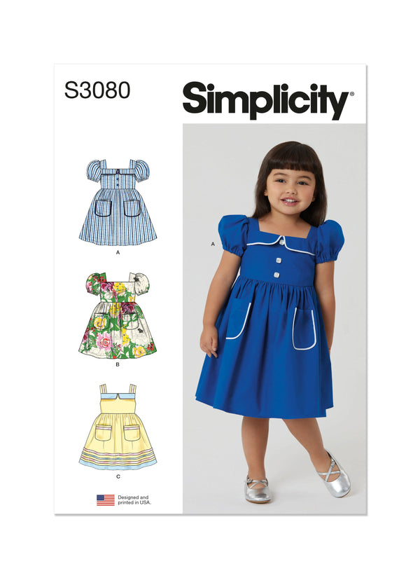 Simplicity Toddlers' Dresses Sewing Pattern Guide S3080A