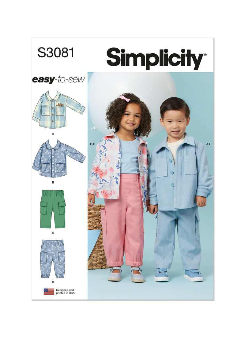 Simplicity Toddlers' Jackets and Pants Sewing Pattern S3081A