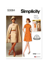 Simplicity Misses Cape and Dress Sewing Pattern Guide S3084