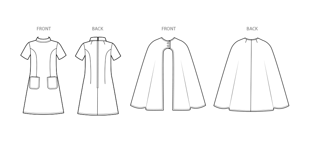 Simplicity Misses Cape and Dress Sewing Pattern Guide S3084