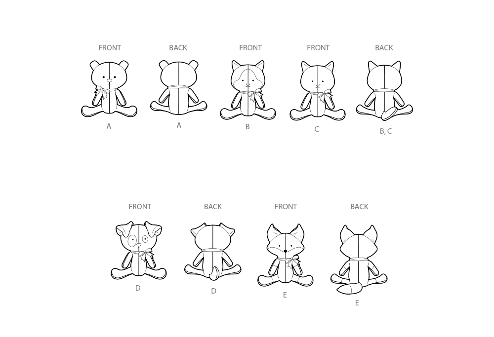 Simplicity Plush Pets Sewing Pattern by Elaine Heigl Designs S3089OS
