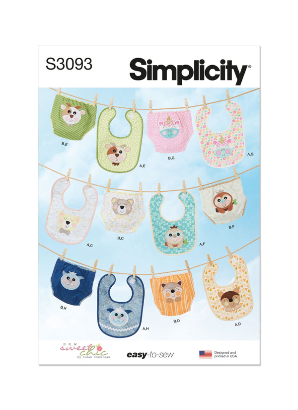 Simplicity: Babies Bibs & Diaper Cover Sewing Pattern S3093OS