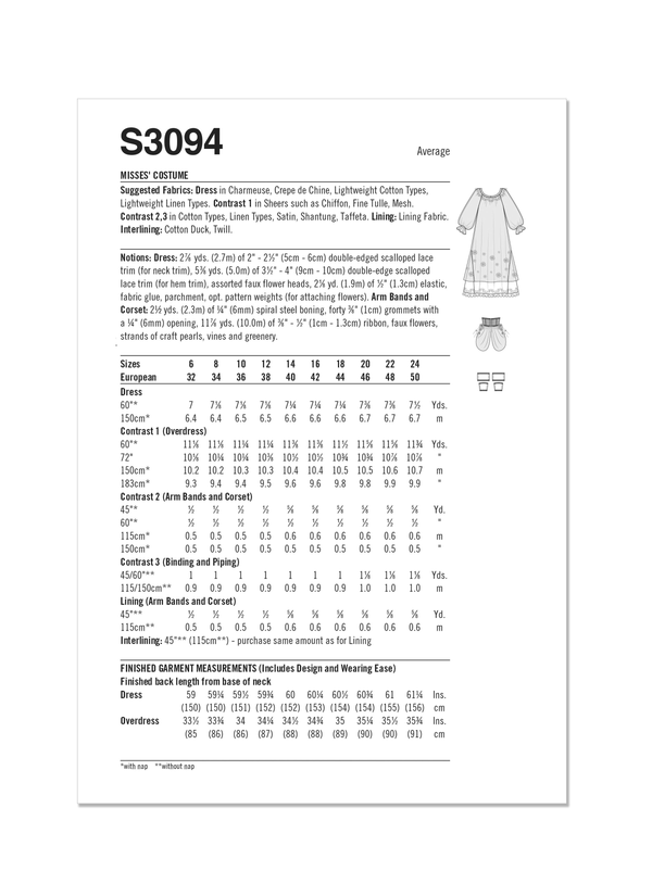 Simplicity Misses Costume by Raine Emery Sewing Pattern S3094