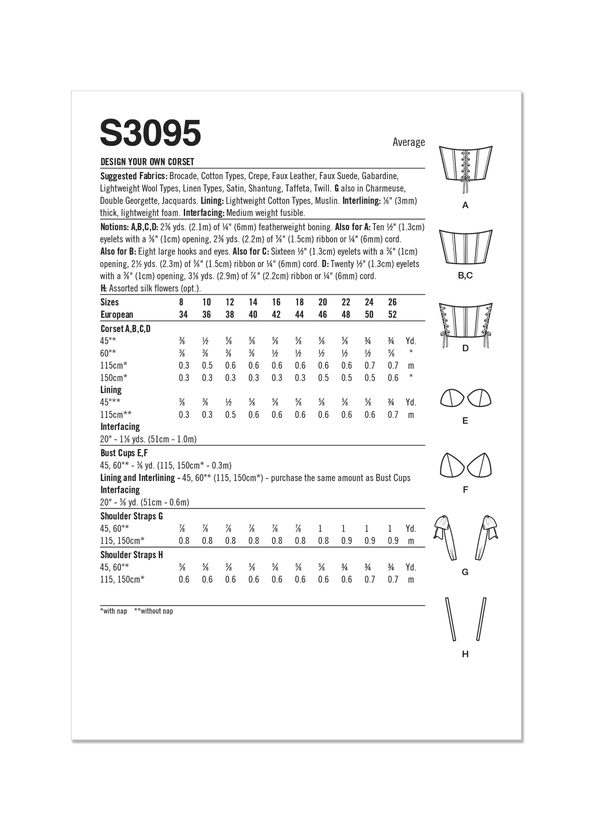 Simplicity: Design Your Own Corset Sewing Pattern S3095