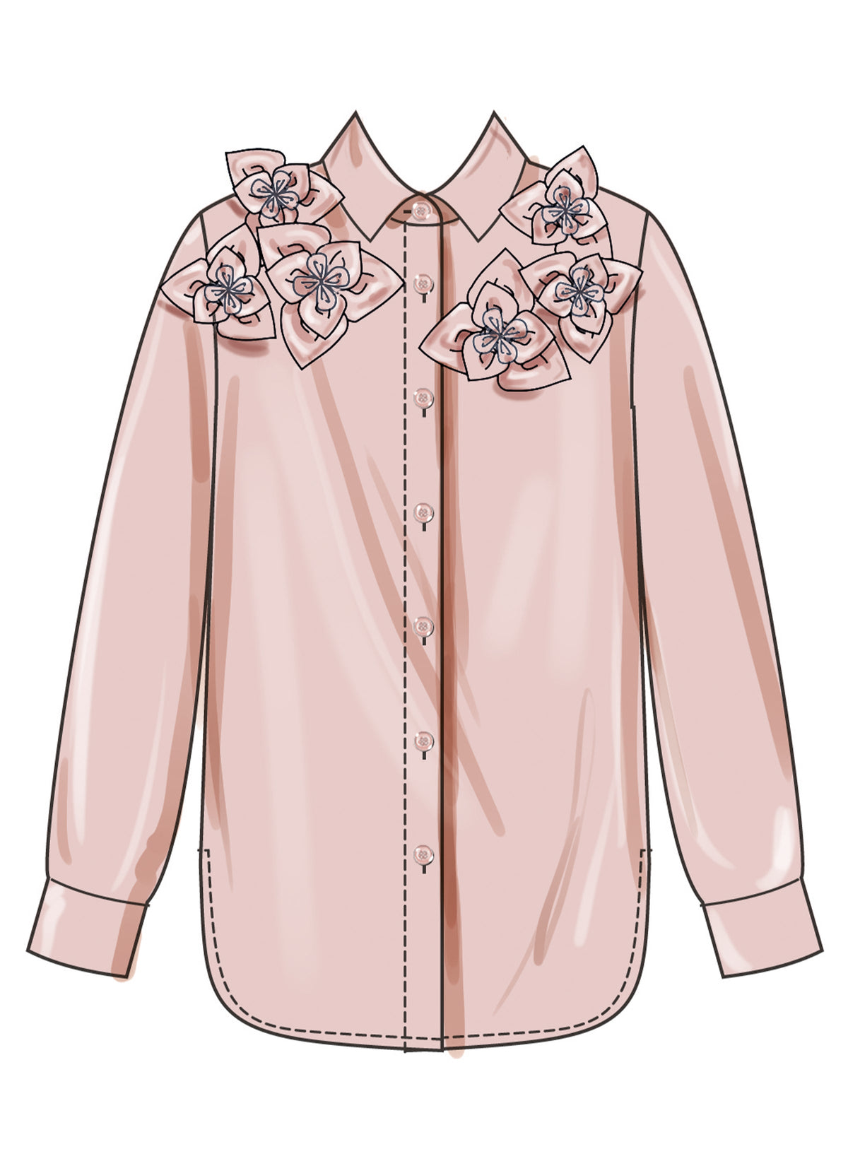Simplicity Misses Shirt with Detachable 3D Flowers Pattern S3101