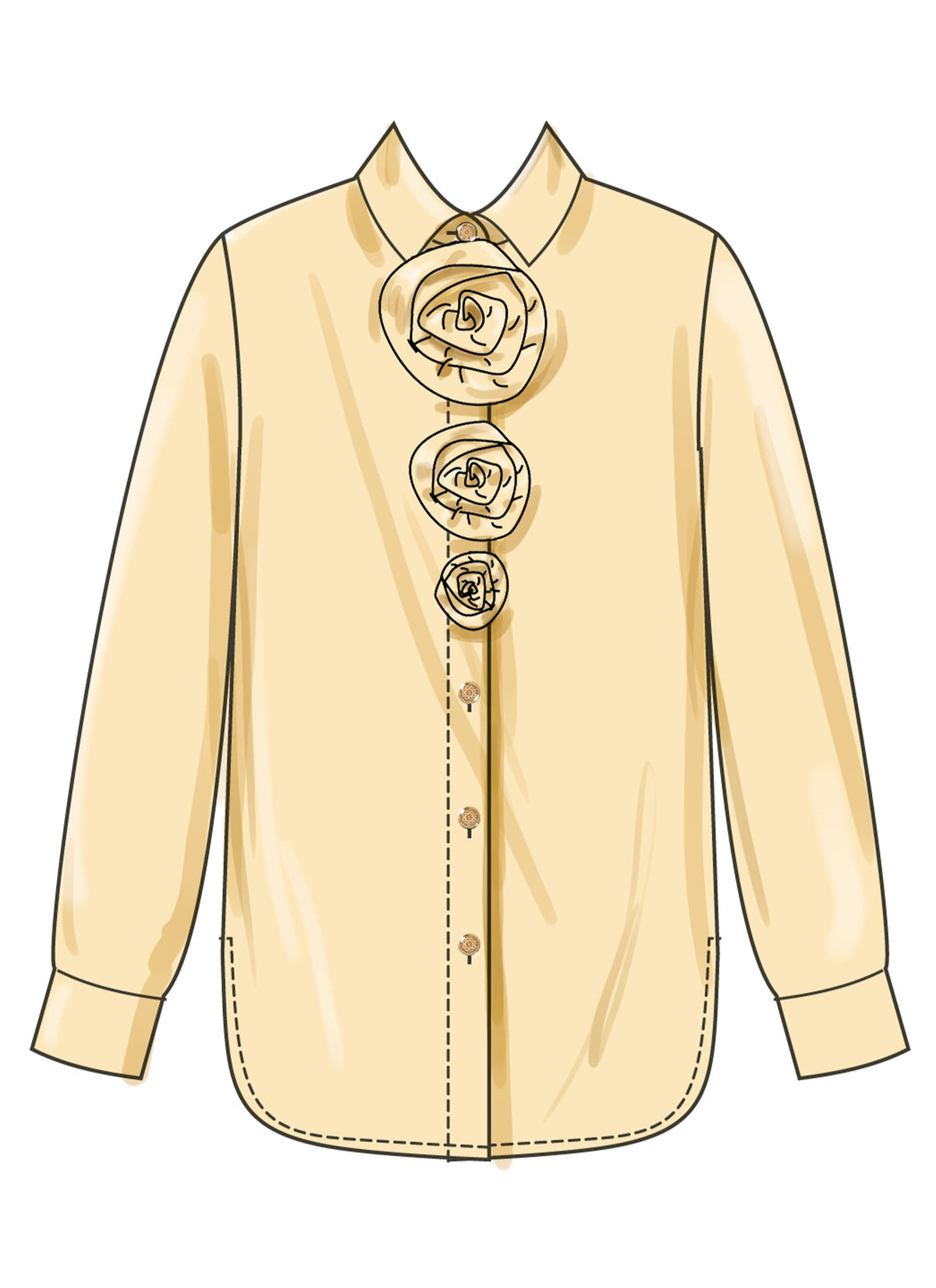 Simplicity Misses Shirt with Detachable 3D Flowers Pattern S3101