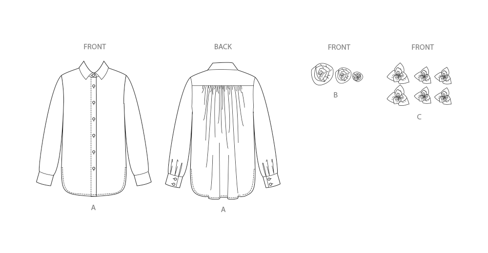 Simplicity Misses Shirt with Detachable 3D Flowers Pattern S3101