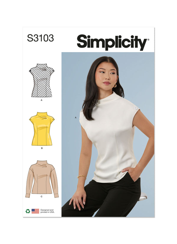 Simplicity Misses Top with Sleeve Variations Sewing Pattern S3103