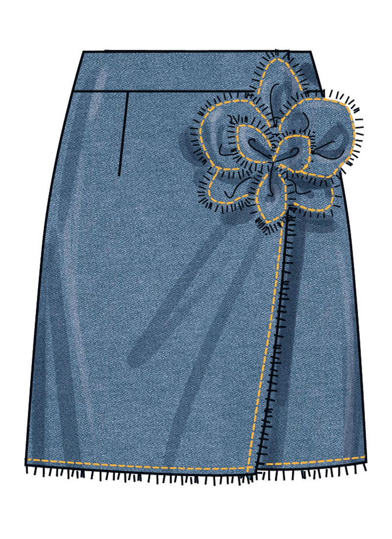 Simplicity Misses Wrap Skirts with Detachable 3D Flower Pattern S3104