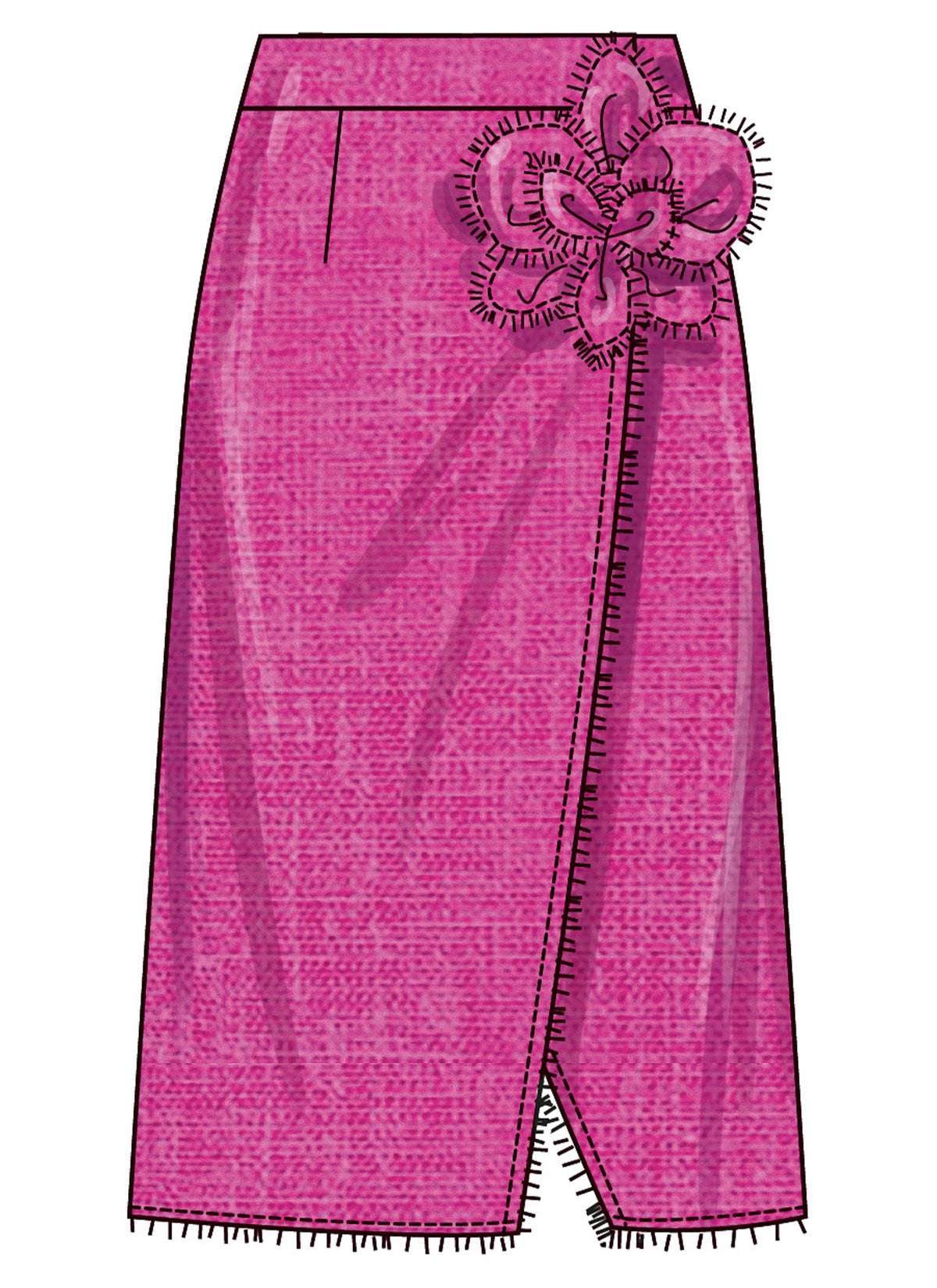 Simplicity Misses Wrap Skirts with Detachable 3D Flower Pattern S3104