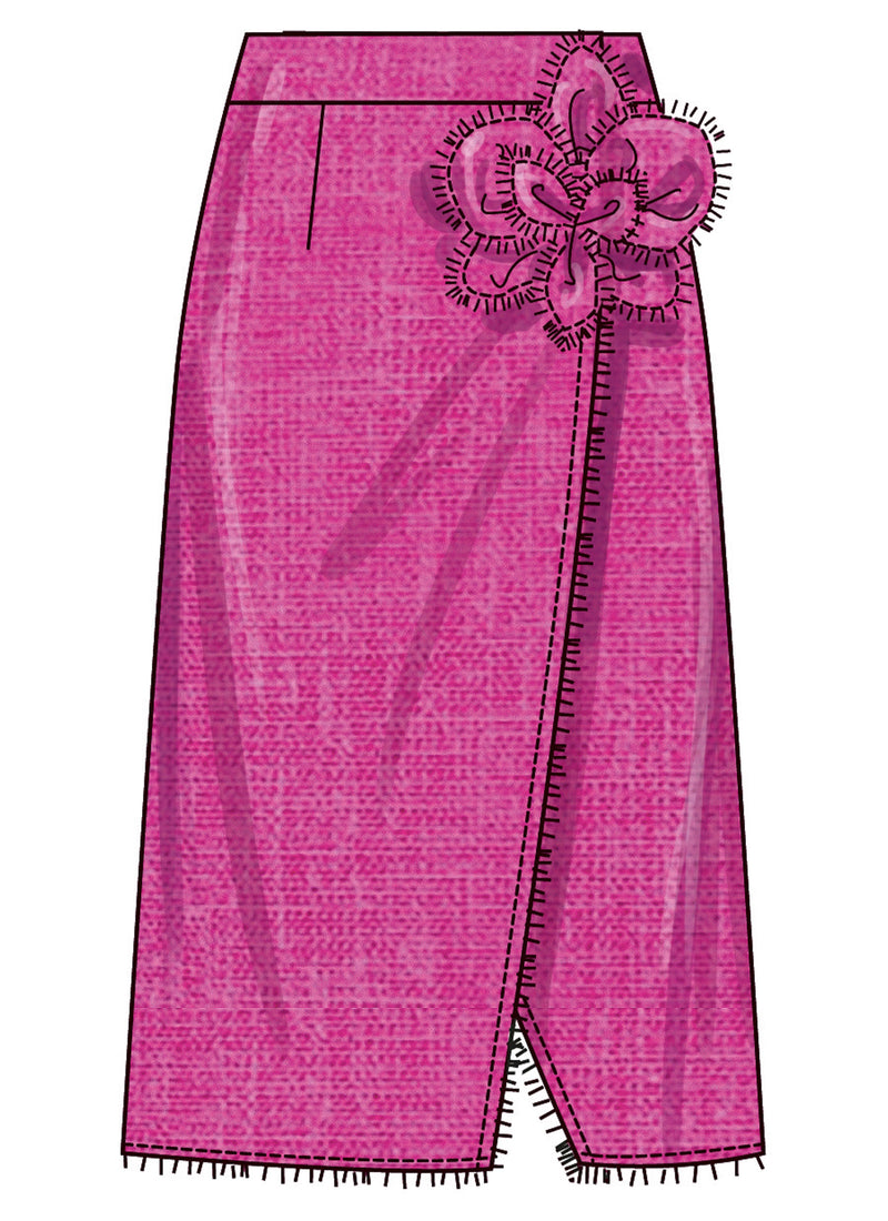 Simplicity Misses Wrap Skirts with Detachable 3D Flower Pattern S3104
