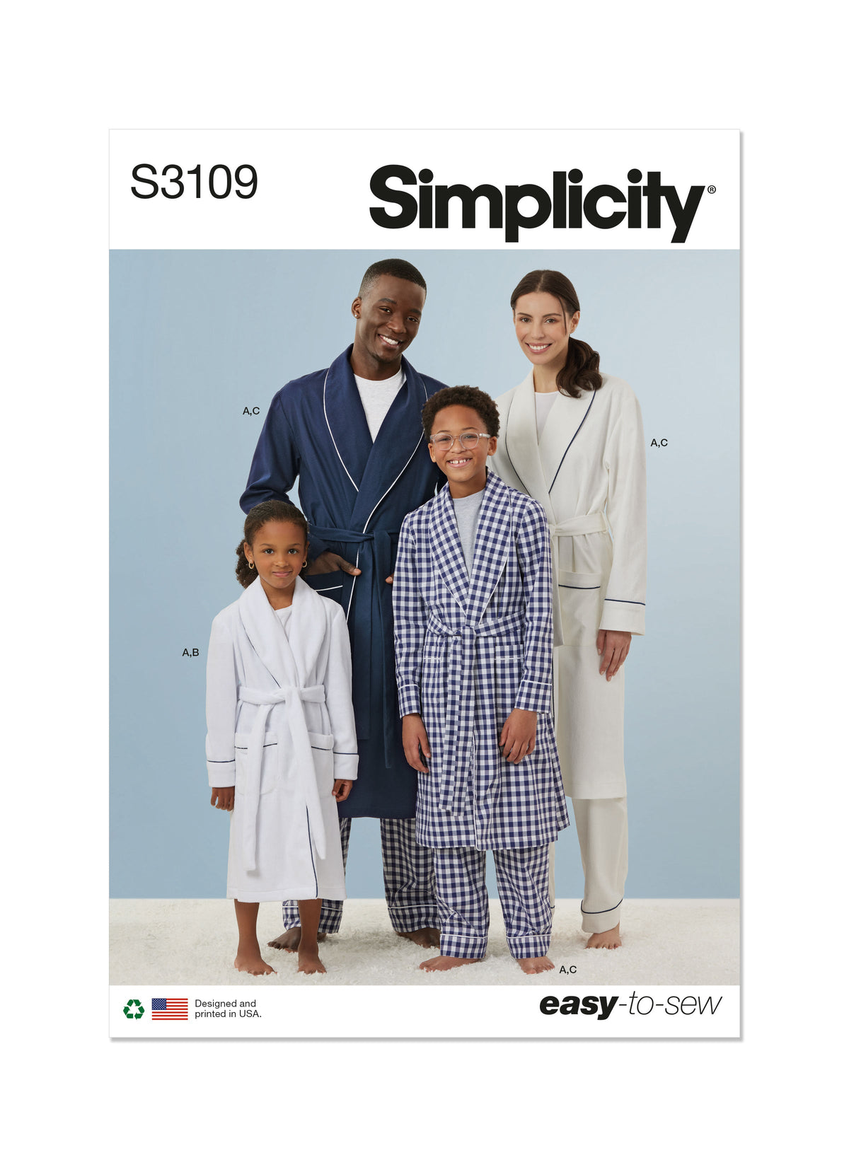Simplicity Robe, Shorts & Pants Sewing Pattern for All Ages S3109A
