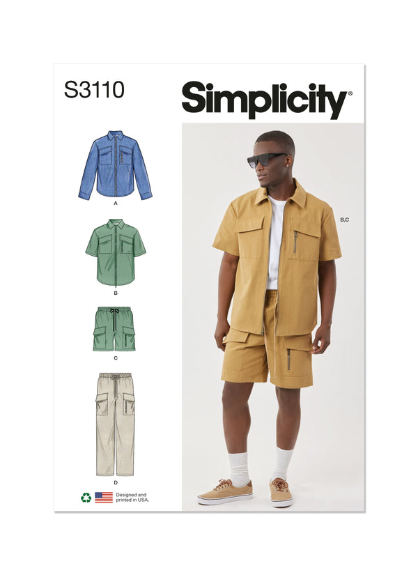 Simplicity Men's Shirts, Shorts and Pants Sewing Pattern S3110