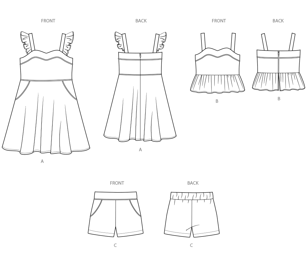 Simplicity Toddlers' Dress, Top and Shorts Sewing Pattern S3112A