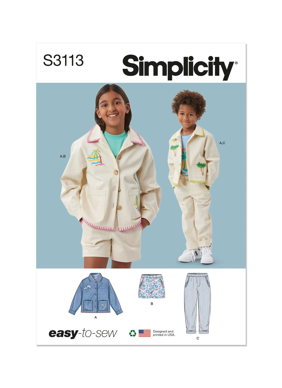 Simplicity Children's Jacket, Shorts & Pants Sewing Pattern S3113