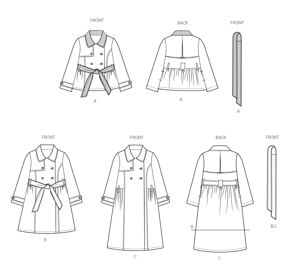 Simplicity Girls' Trench Coat Sewing Pattern in Three Lengths S3114A