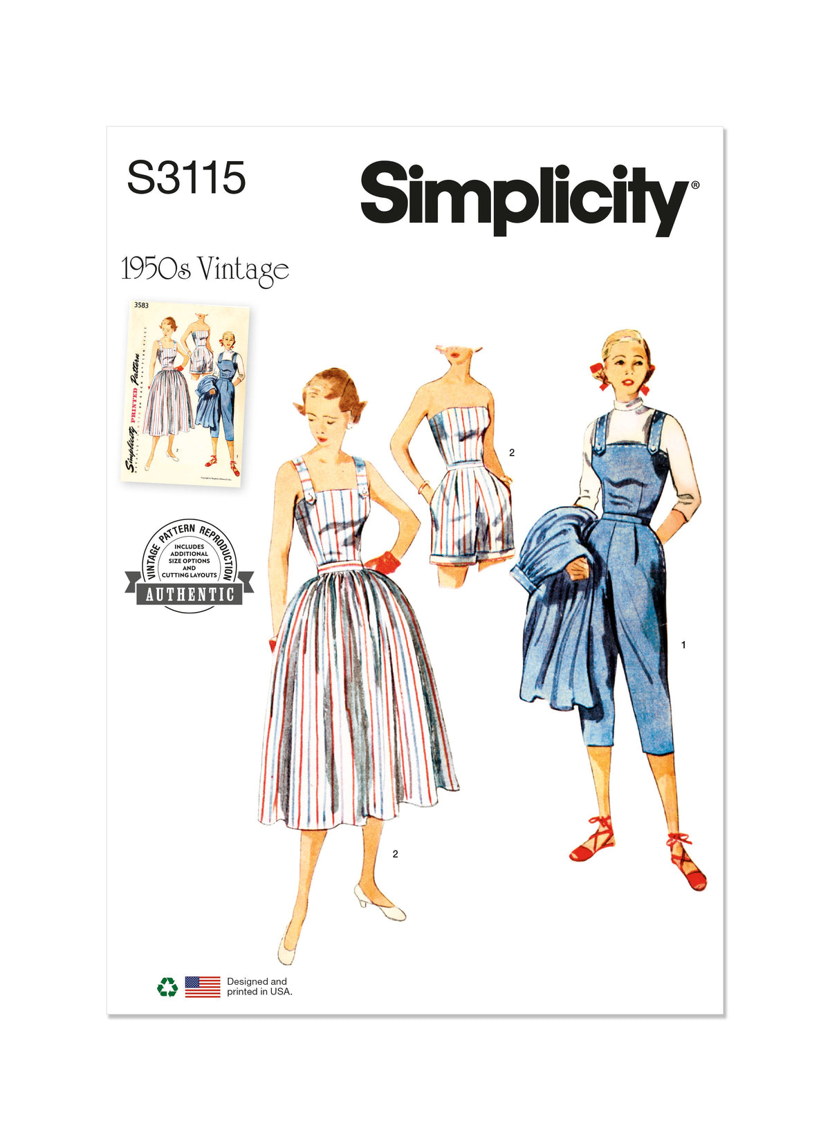 Simplicity Misses Two-Piece Play Suit & Skirt Sewing Pattern S3115