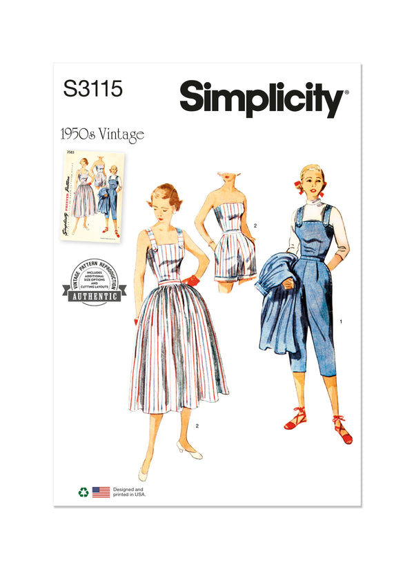 Simplicity Misses Two-Piece Play Suit & Skirt Sewing Pattern S3115