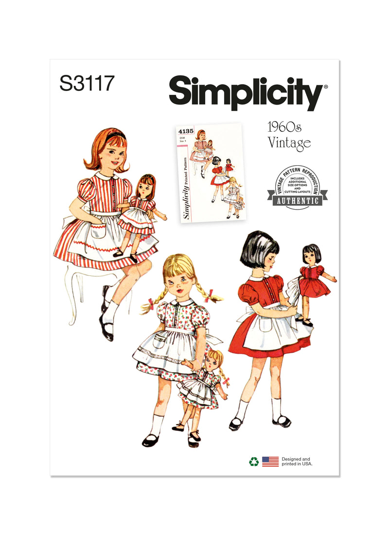 Simplicity: Children's Dress & Apron Sewing Pattern S3117A